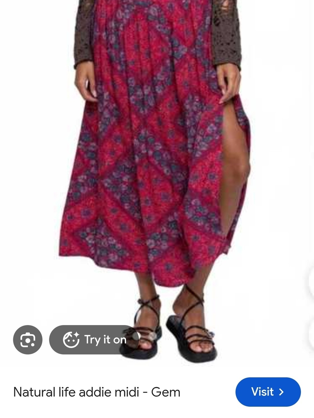 Natural Life Addie Midi Skirt in Gem Red